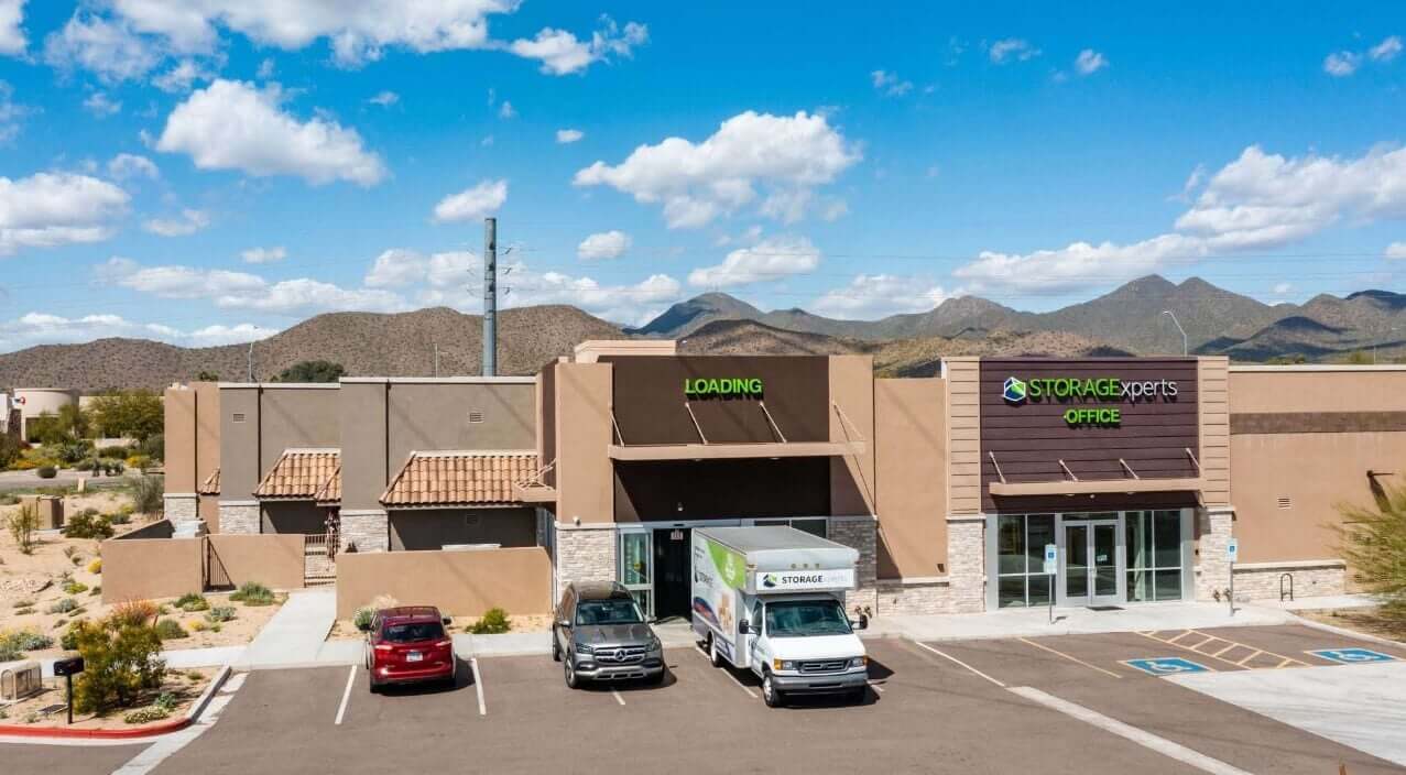 Drive-up outdoor storage units available at STORAGExperts in Scottsdale Arizona with wide lanes for easy vehicle loading
