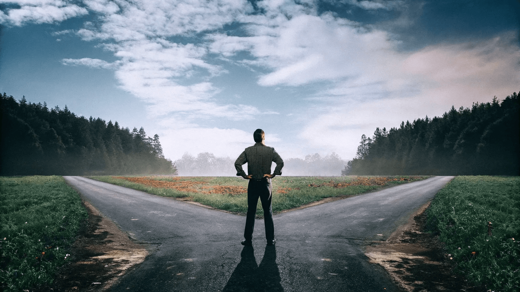 A man stands at a crossroads, illustrating how to embrace your true calling