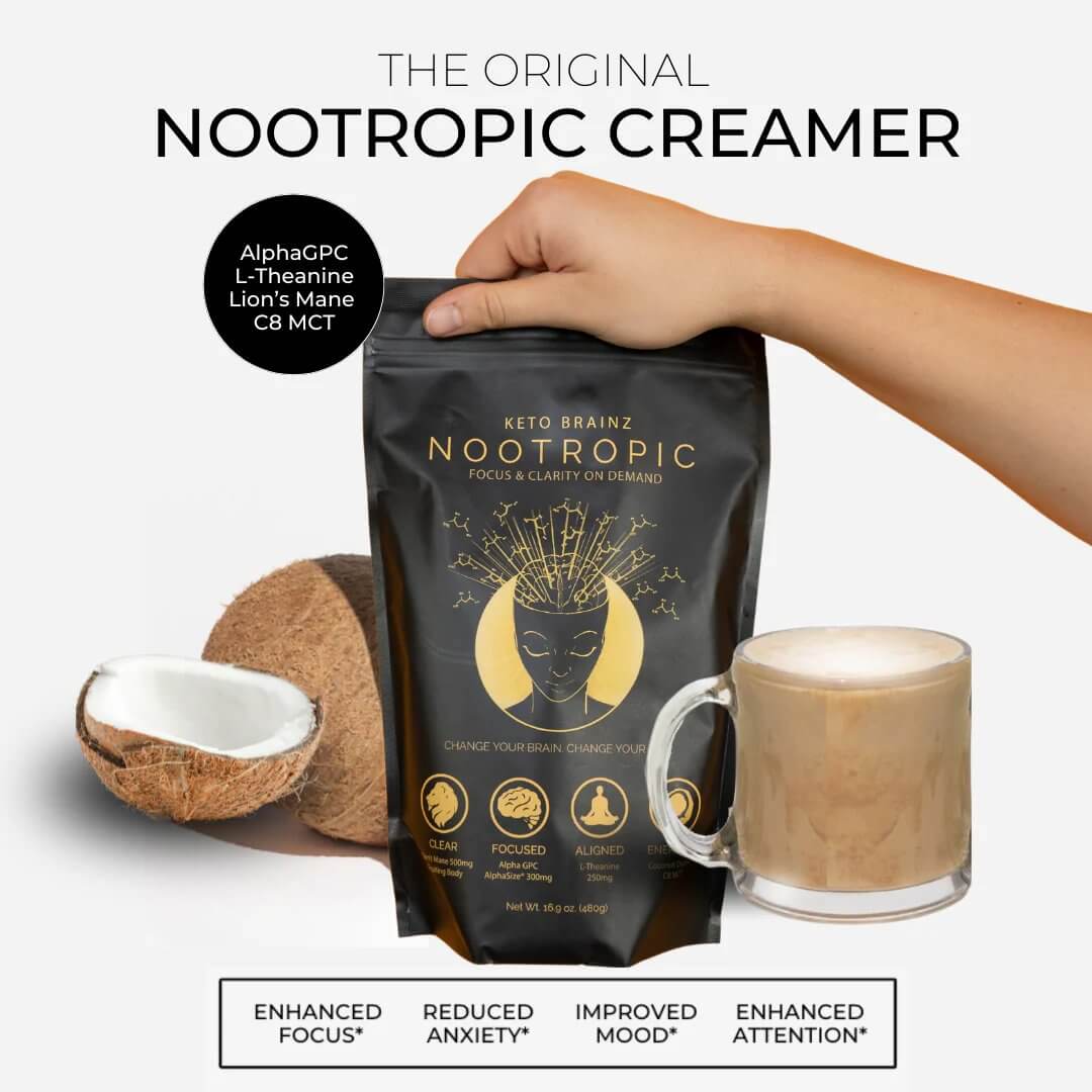 Keto Brainz Nootropic Creamer containing C8 MCT powder