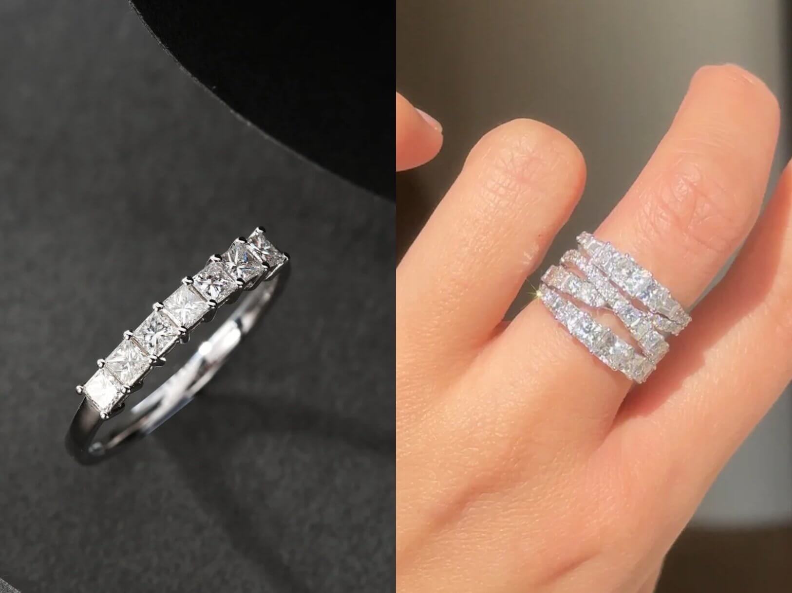bar setting diamond ring band