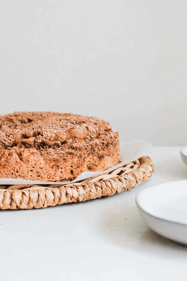 A picture of healthy coffee cake ready to eat.