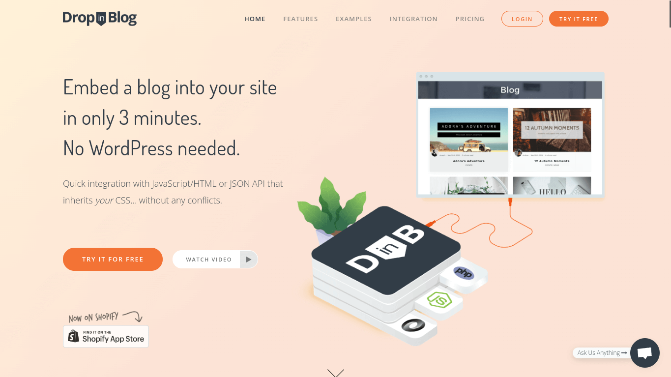 Alternative to WordPress: DropInBlog