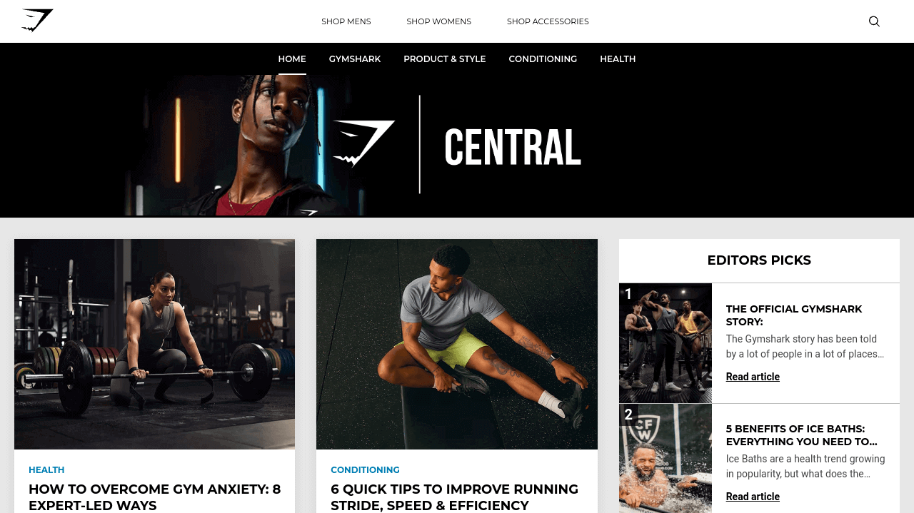 Business blog examples: GymShark