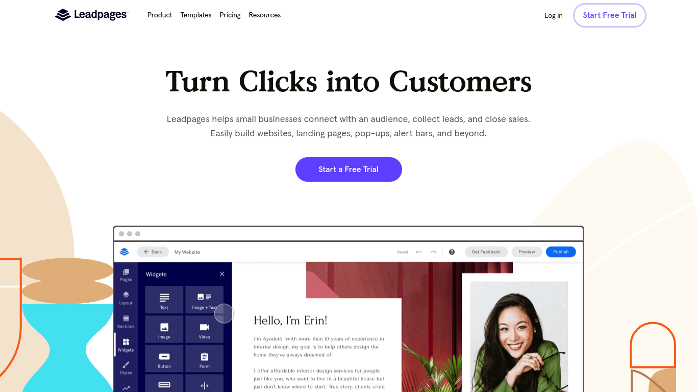 Leadpages homepage