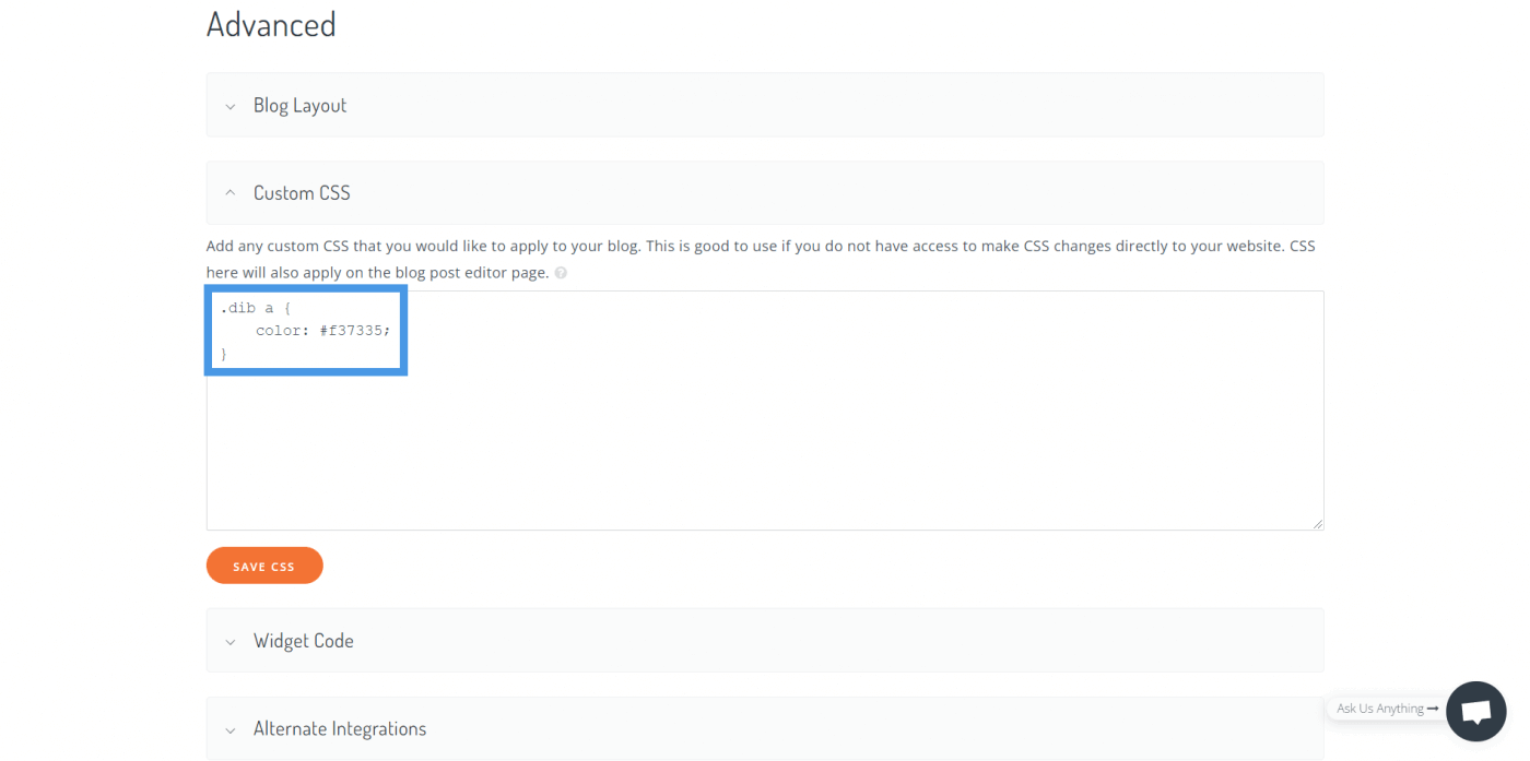 Custom CSS Dropinblog