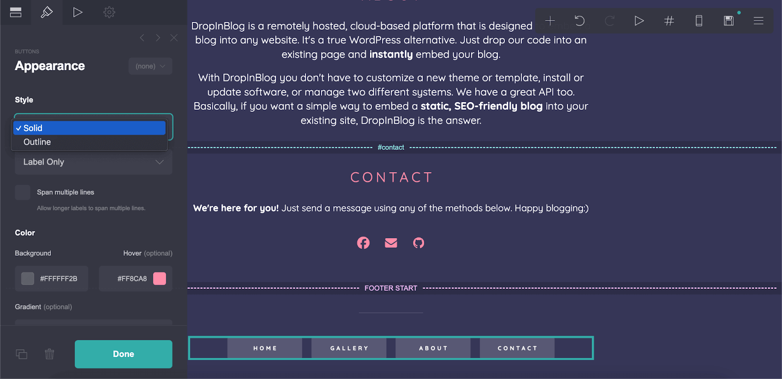 Customizing footer section