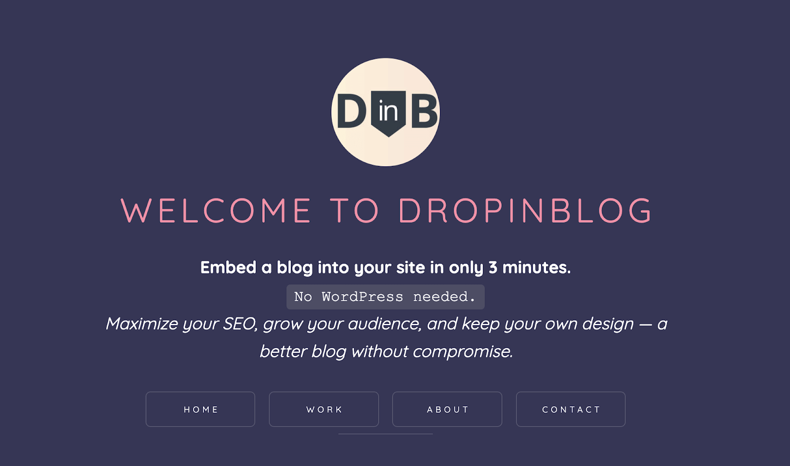 A DropInBlog demo site created with Carrd