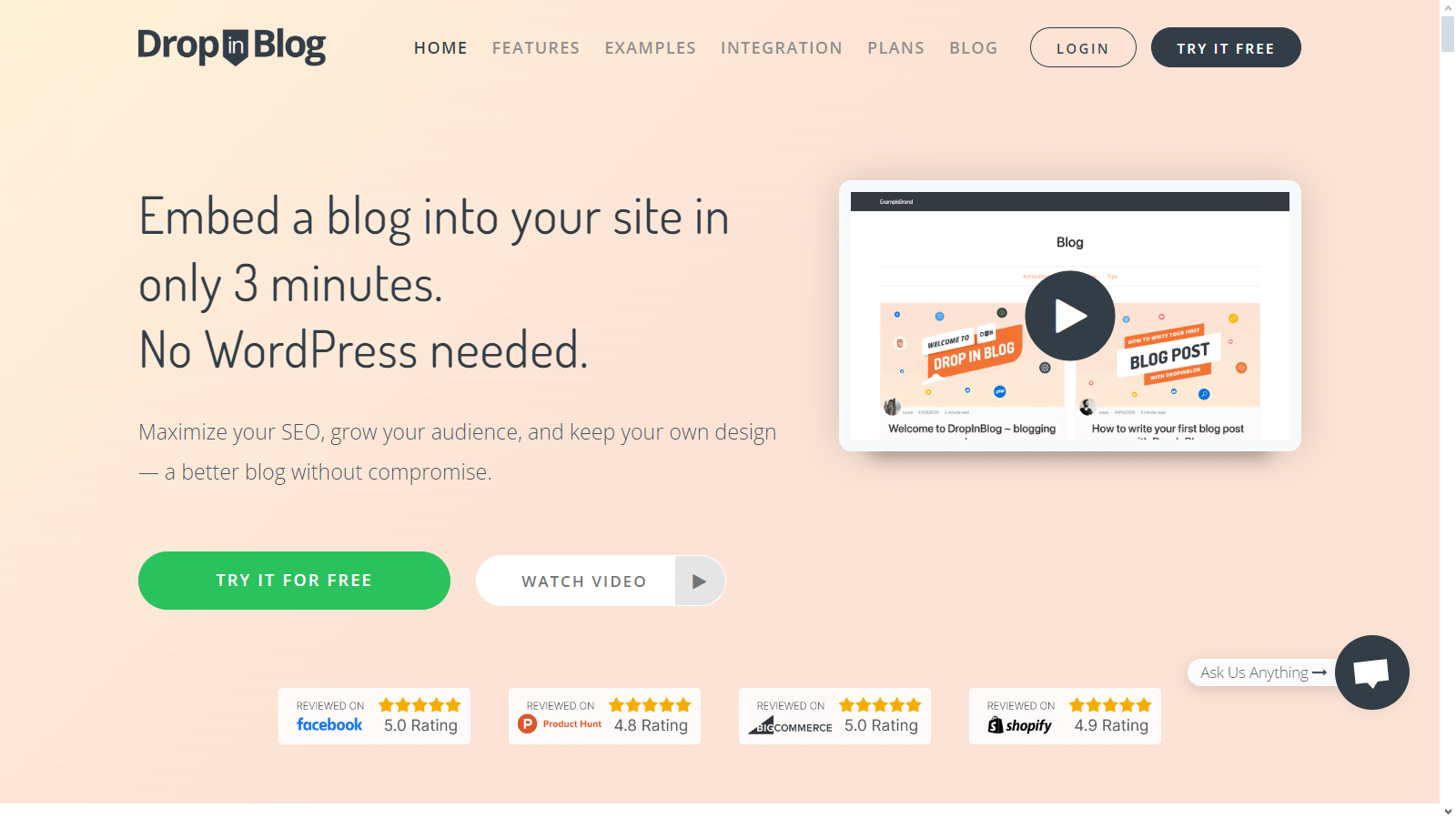 DropInBlog homepage