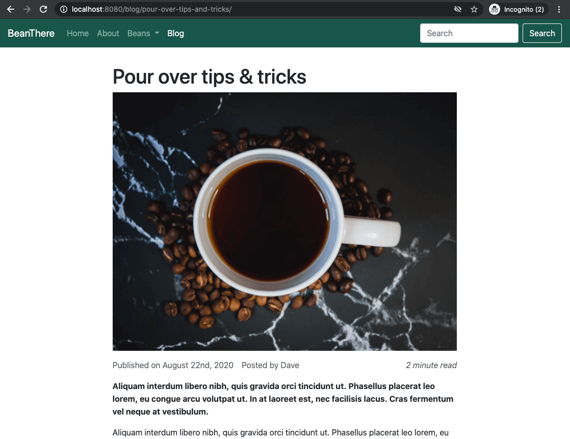 Single blog post page generated by Eleventy