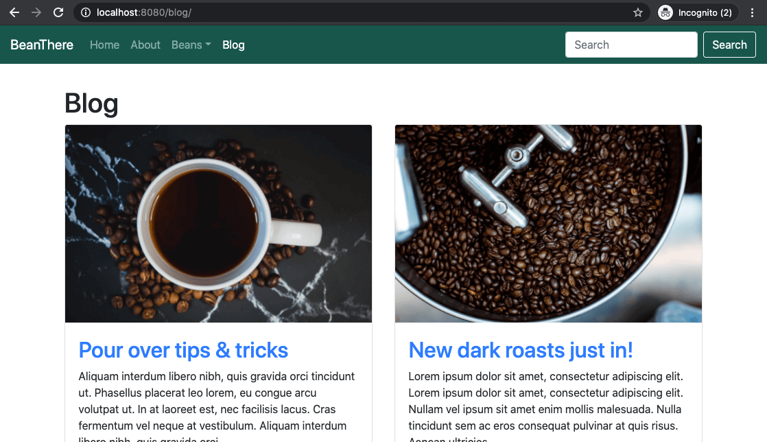 Example blog page not longer using embed code but Eleventy generated blog posts