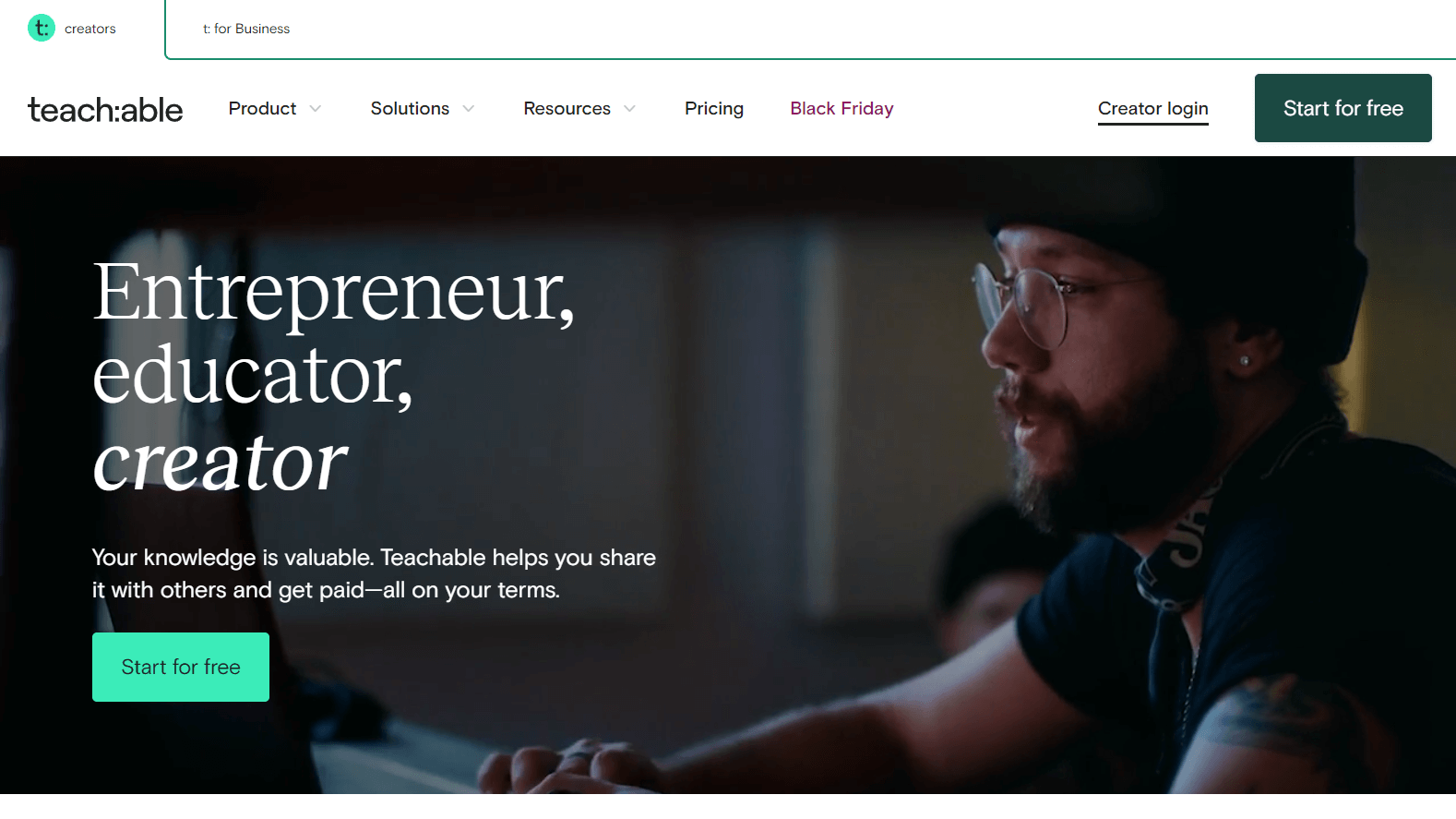 Teachable homepage