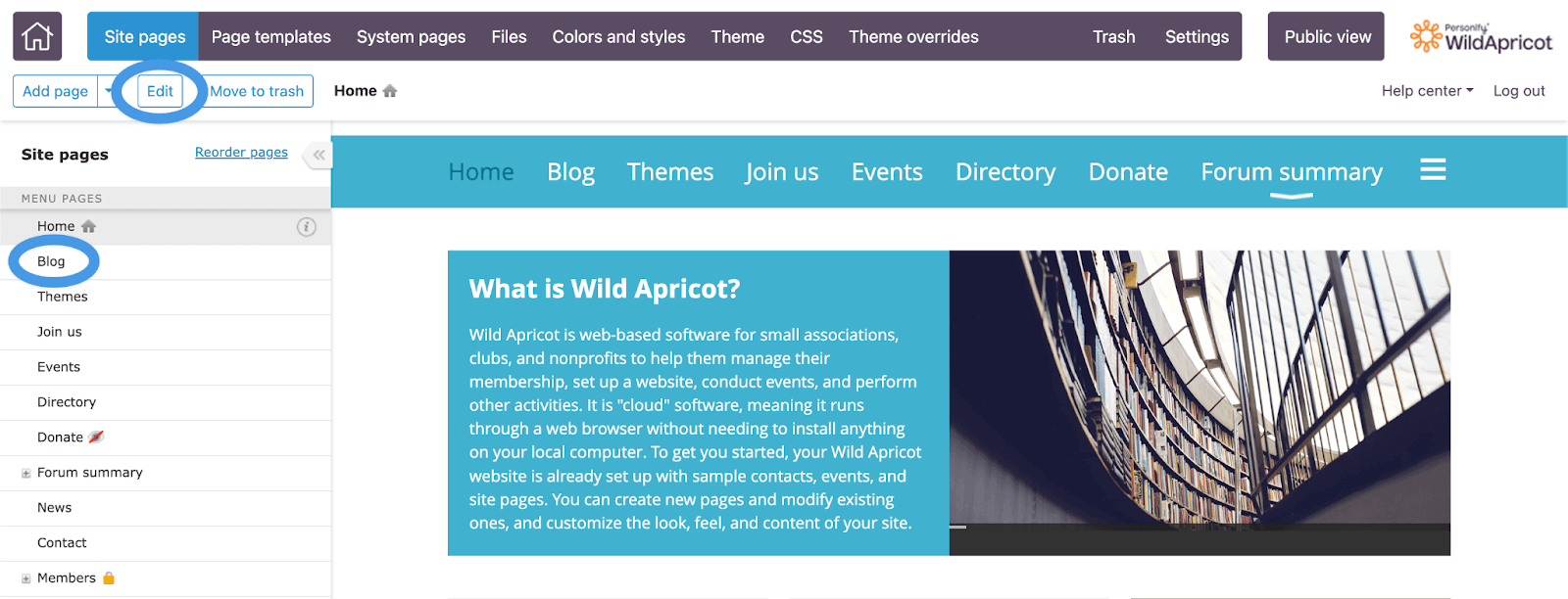 WildApricot blog install step