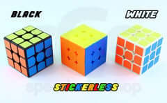Black, Stickerless, and White Plastic Speed Cubes