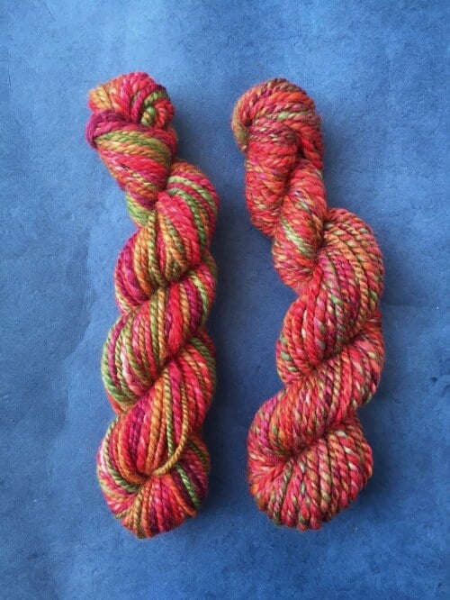 Handspun yarn - two ways to spin with dyed fiber - click over to the Woolery blog to read more from Jillian Moreno.