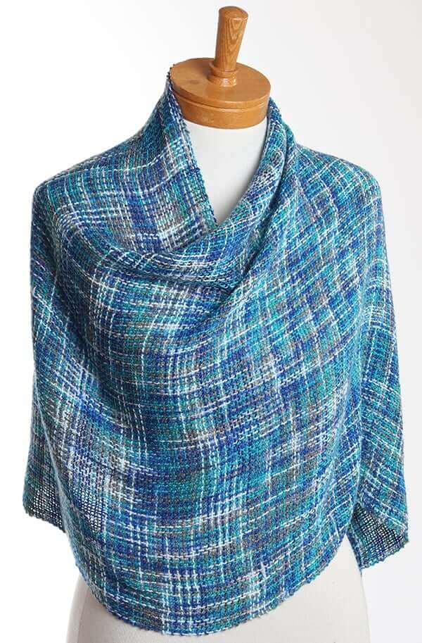 Woven shawl using blue caterpillar cotton