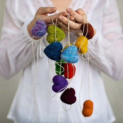 Rainbow Heart Garland Felting Kit