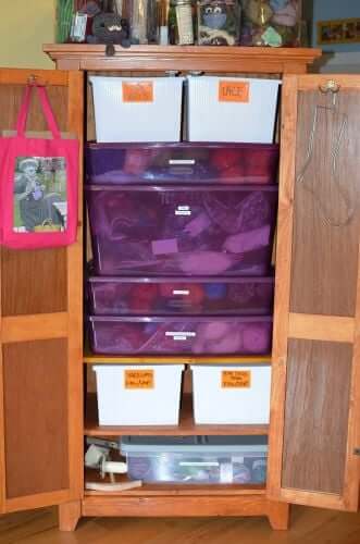 Yarn & Fiber Storage, keeping everything safe in plastic bins - via Must Stash Podcast.