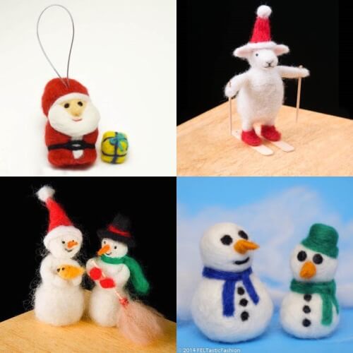 Needle felt Christmas ornaments and decor with these cute kits!
