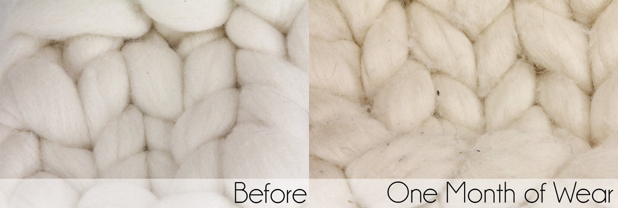 Roving swatch one month of wear