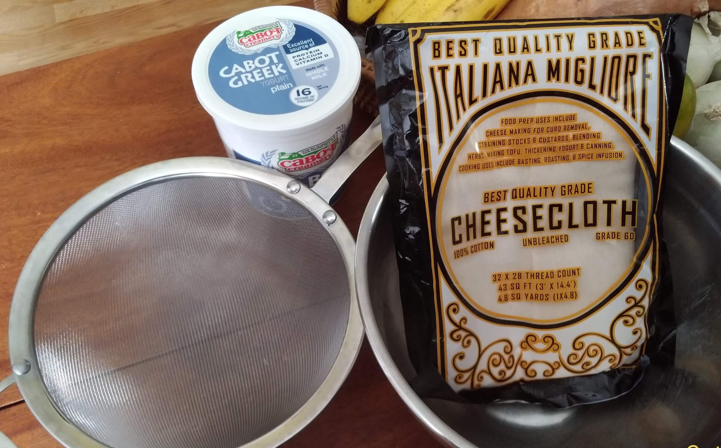 Materials needed for Taevia's Yogurt Cheese Dip