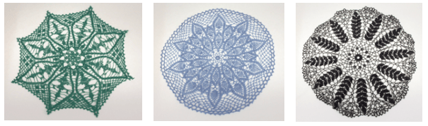 Group of three crochet doilies