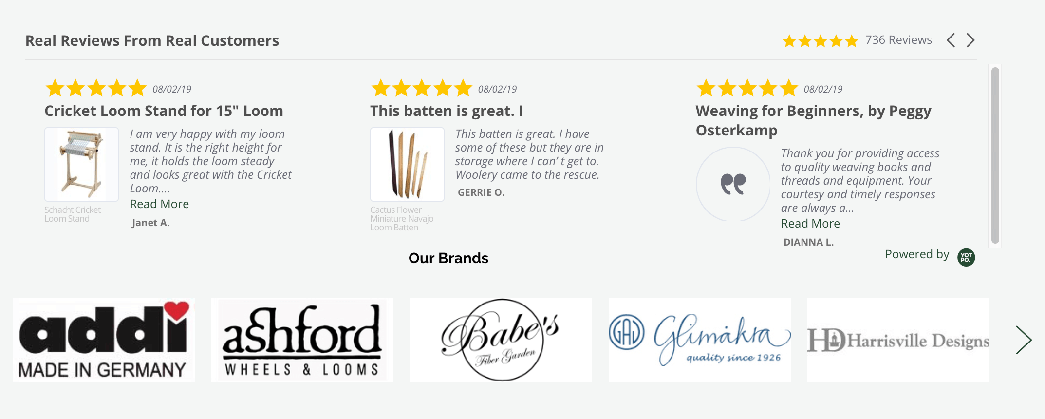 Product review carousel