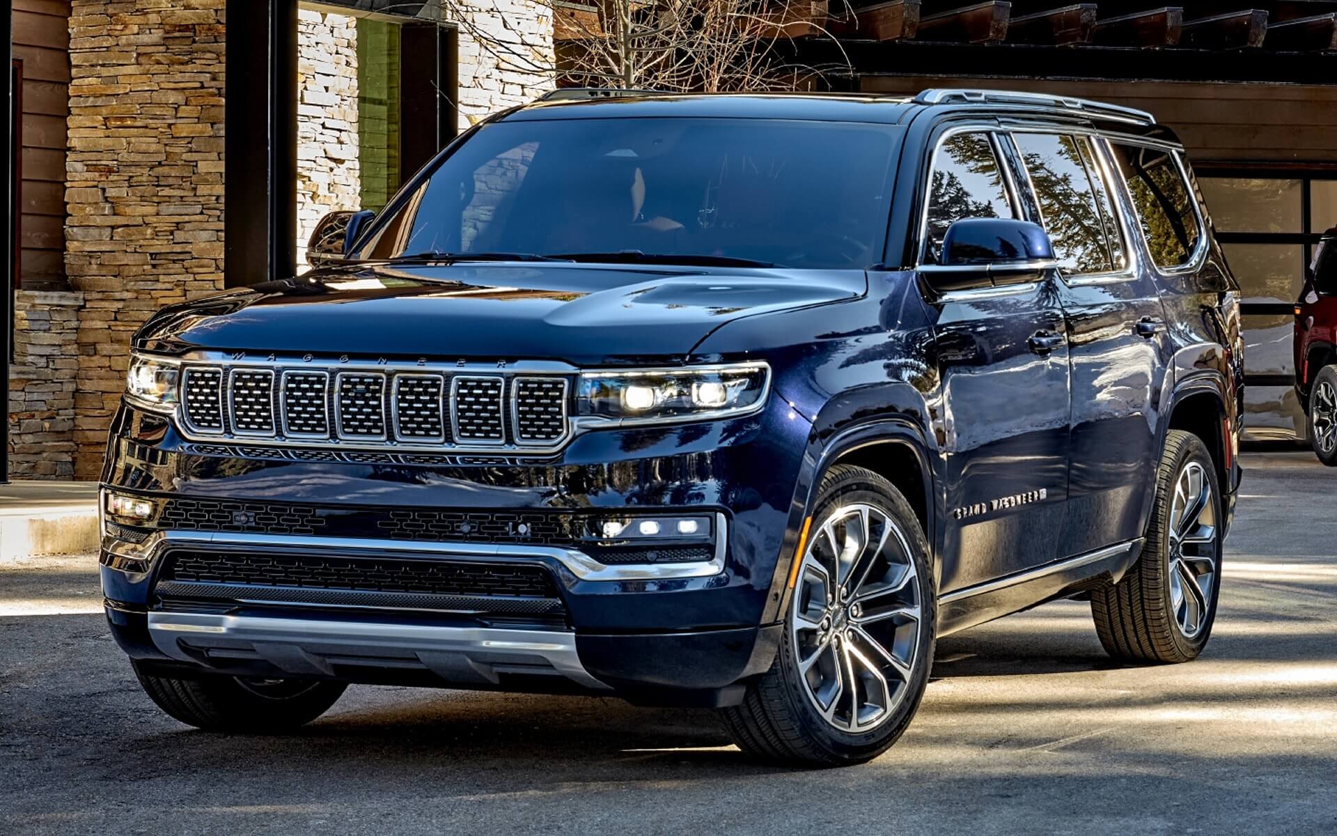 Jeep Grand Wagoneer, with third row seating and 10,000 lbs. max towing capacity, which makes towing easy.