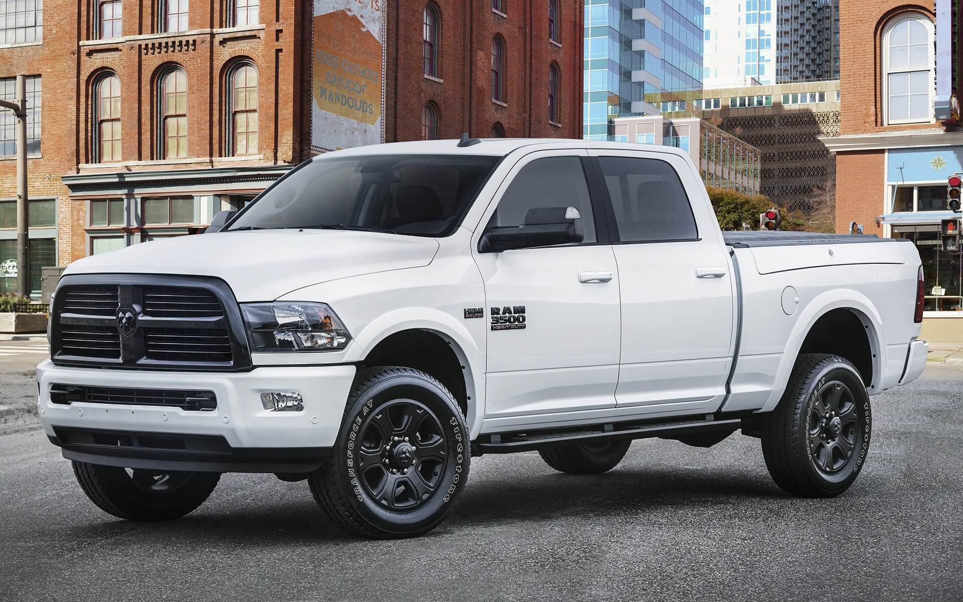 New Ram 3500 truck, with impressive horsepower, towing capacity of 37,090 lbs. and rear wheel drive option.