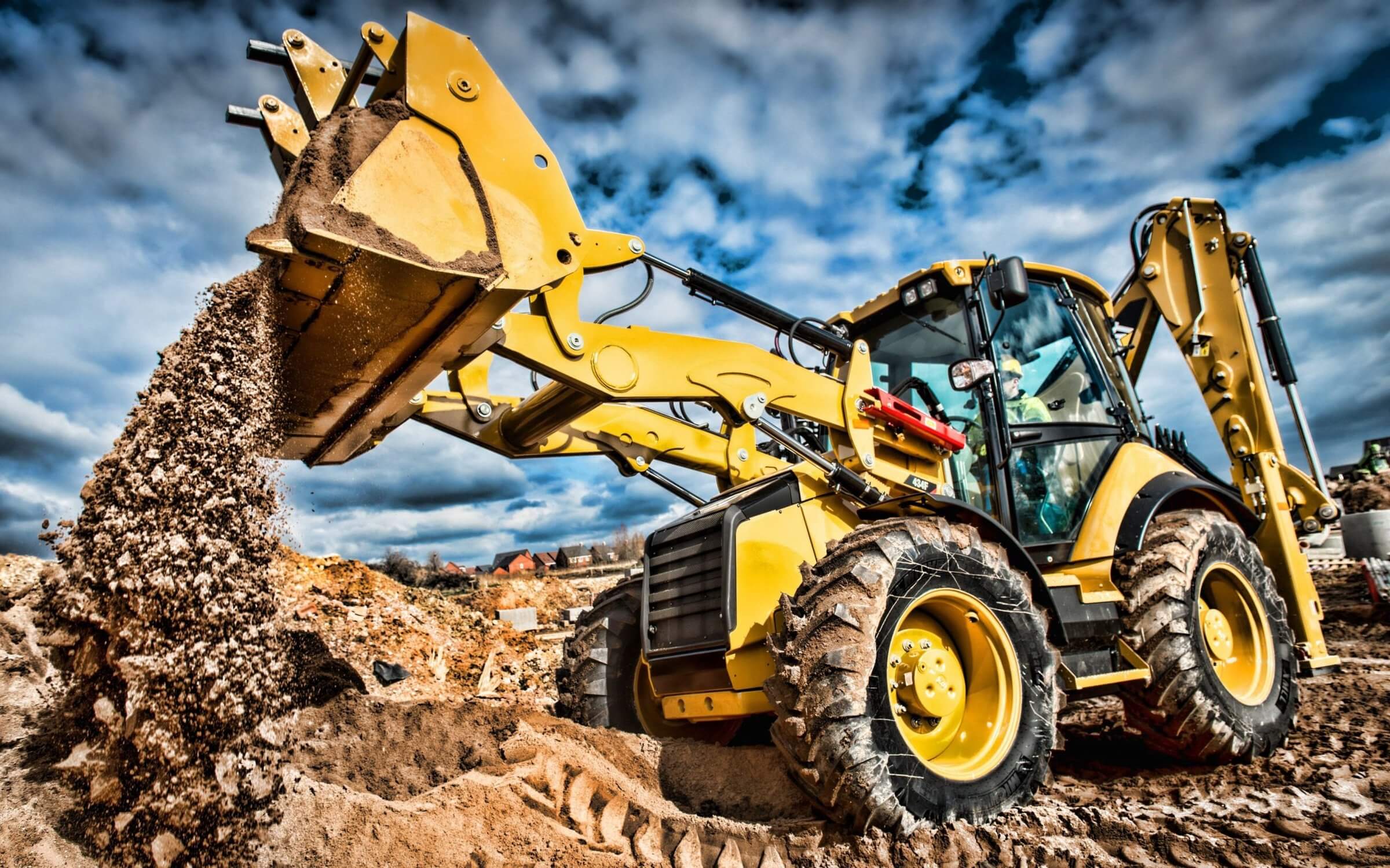 Backhoe loader with brand new bucket forks.