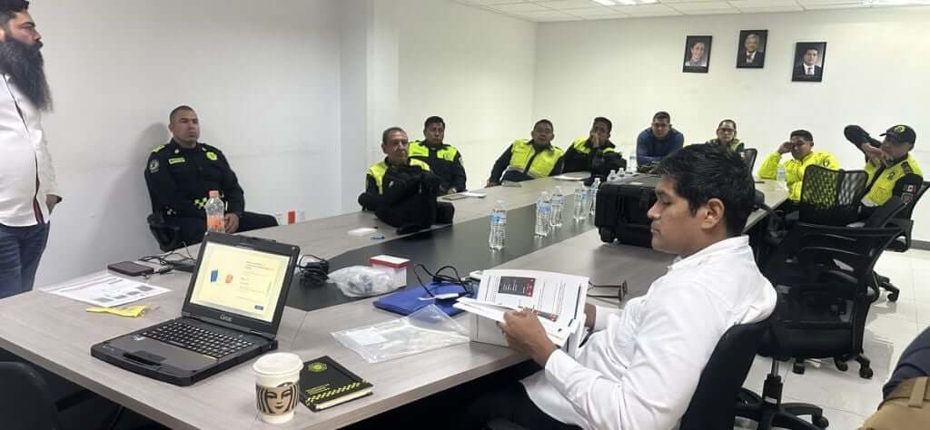 Officers receiving training on new technology at the IACP Conference.