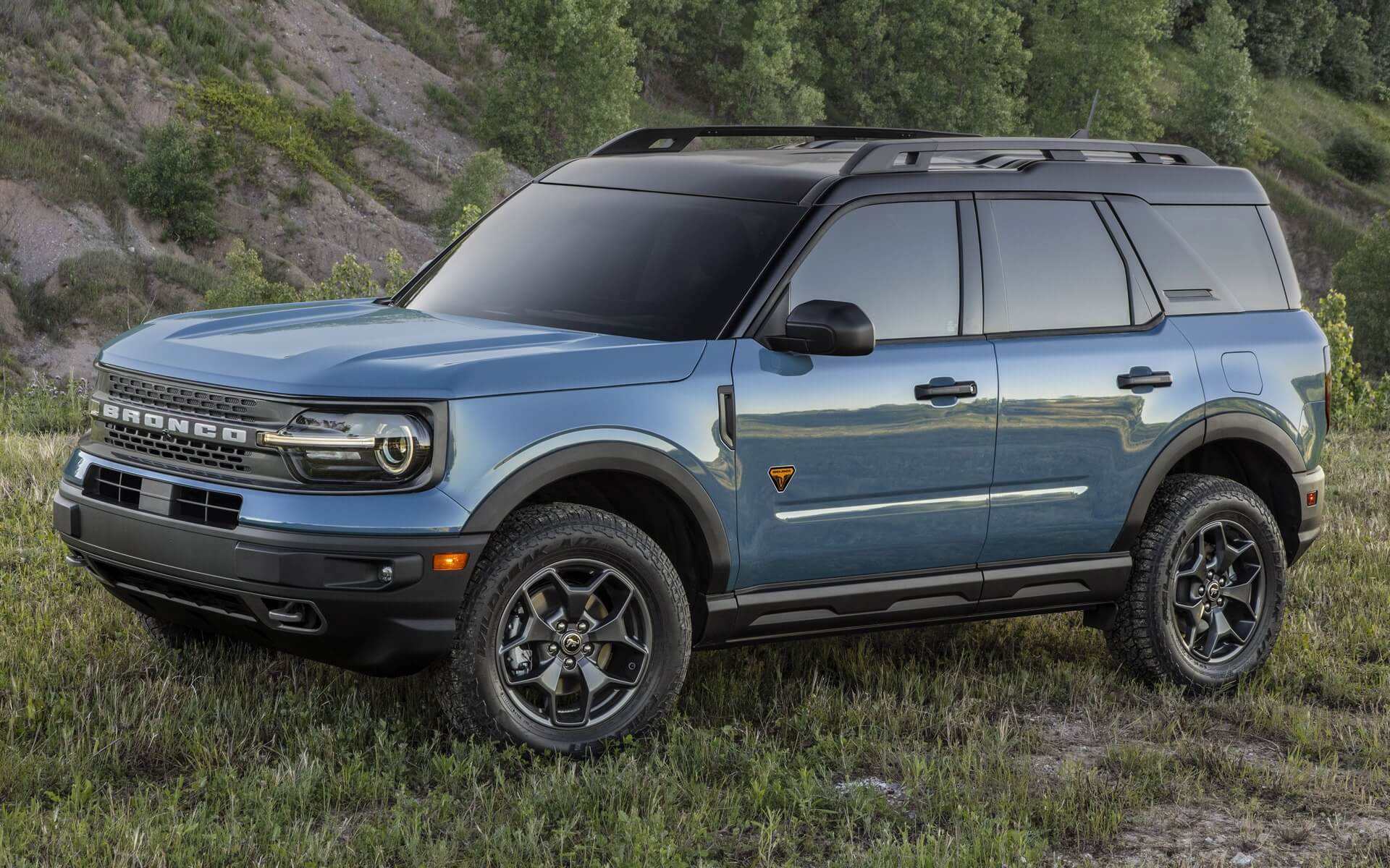 2021 Bronco Sport in a field, able to hold five passengers.