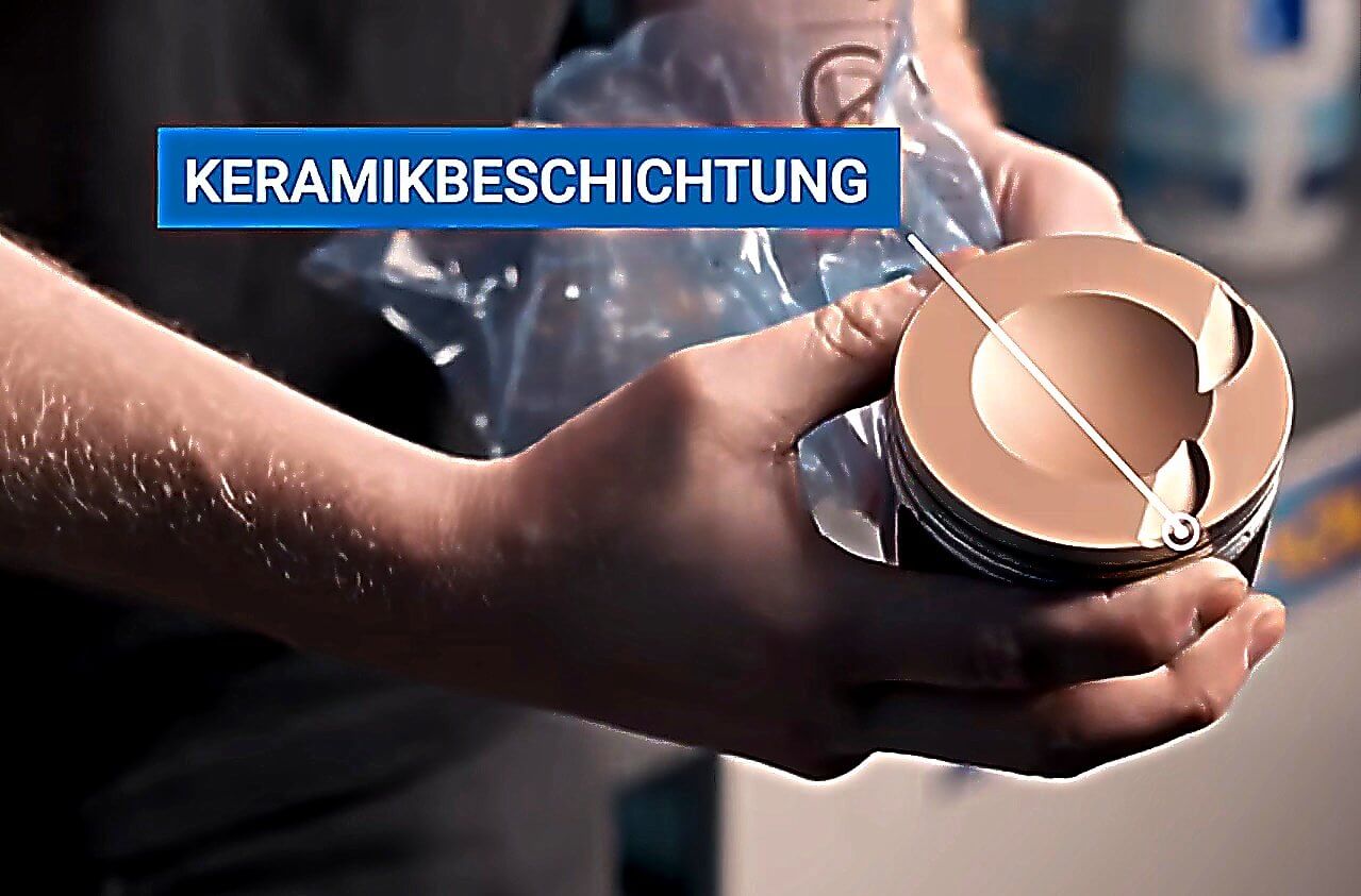 Schützende Keramikschicht auf dem Kolben