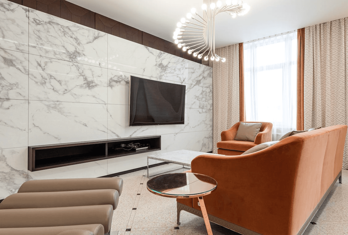 Arabescato Bookmatch Ceramic for Monochromatic Interiors