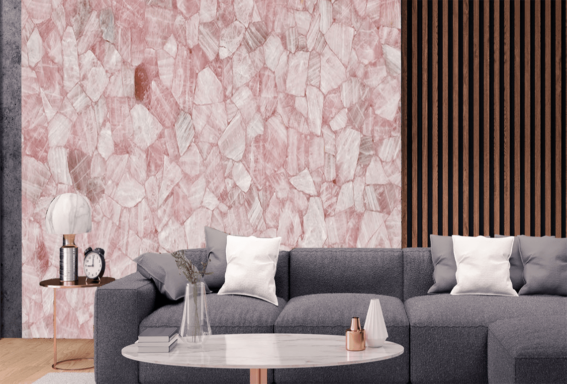 Rose Quartz Semi Precious Stone Resembling Canopy of Roses