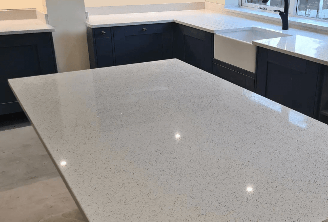 White Mirror Quartz; Style with any Cabinets at Your Kitchen