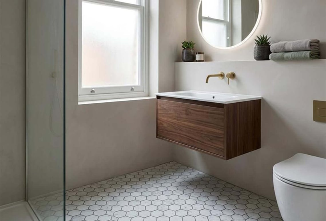 do small tiles look good in a small bathroom