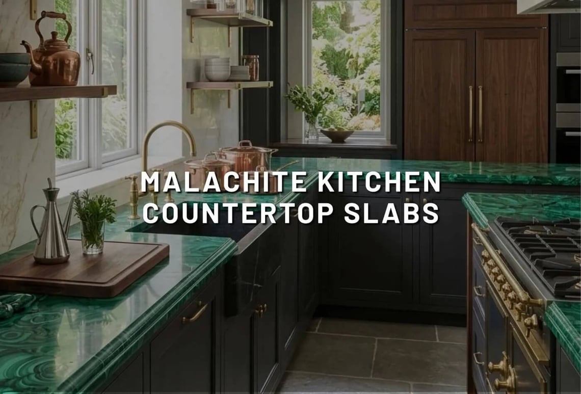 Malachite Kitchen Countertop Slabs | Semi Precious Luxury Interior Designs