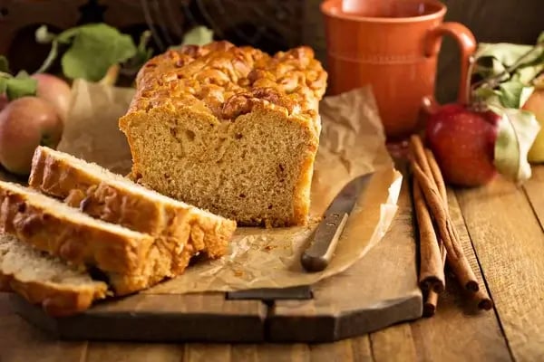 Honey Apple Bread Freshly baked honey apple bread made with applesauce, honey and warm spices