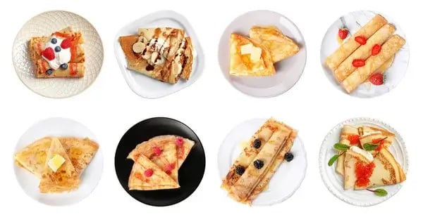 Low-fat honey crepes folded and ready to serve