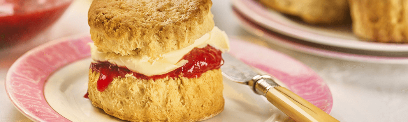 Olive oil scones with balsamic strawberry jam