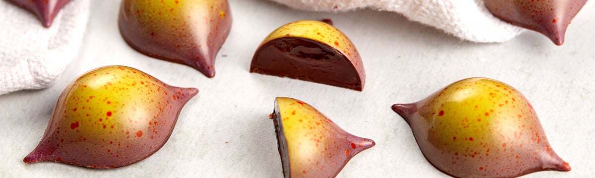 Passion fruit dark chocolate bon bons