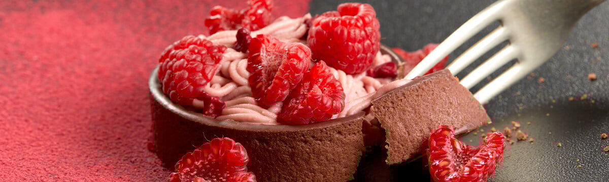 Raspberry and chocolate tart