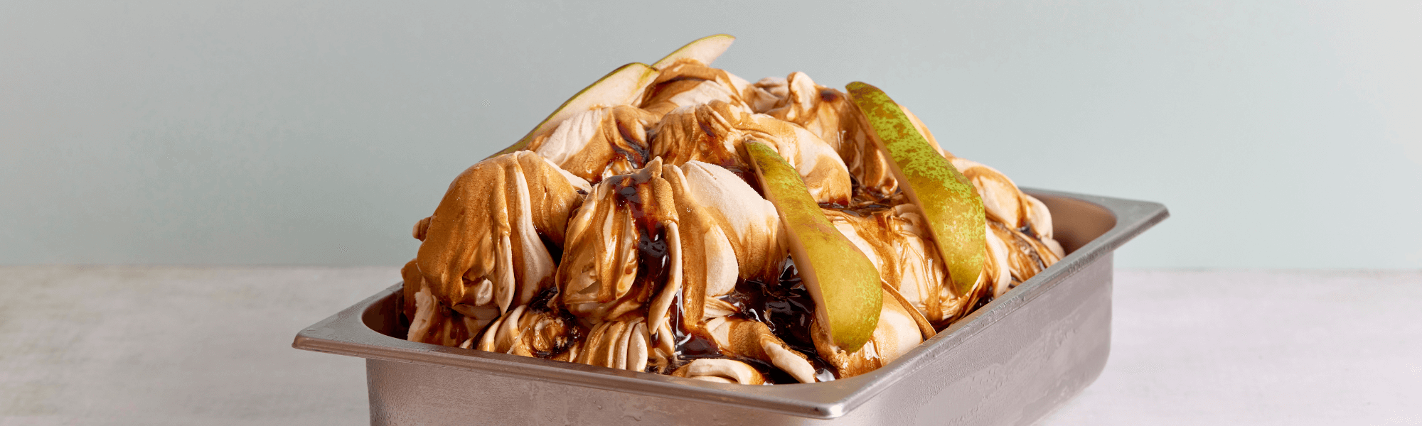 Cinnamon and pear gelato with a balsamic glaze ripple
