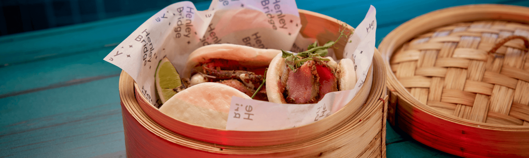 Steak bao buns with chimichurri and horseradish cream