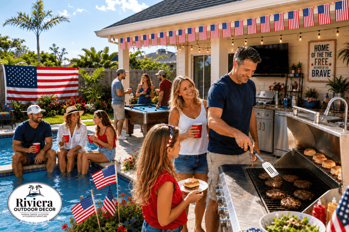 Fourth of July Backyard Party Ideas, Riviera Outdoor Décor, Corpus Christi, Texas
