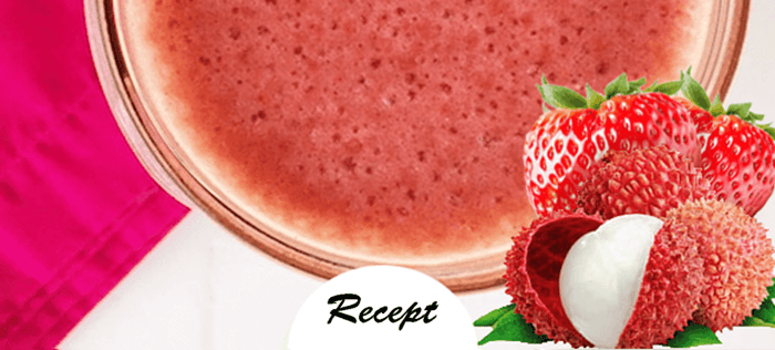 Eiwitrijke aardbei lychee smoothie