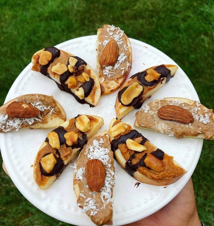 Healthy Dipped Apple Snacks with Peanut Butter Granola