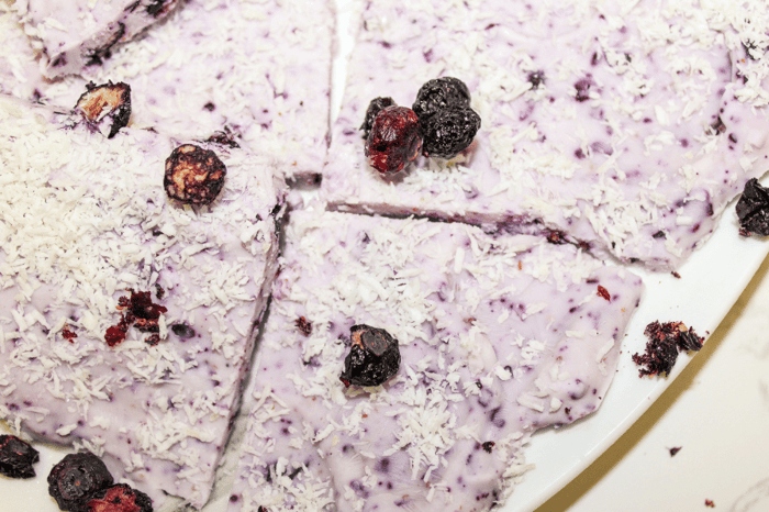 Irresistible Just Blueberry Frozen Yogurt Bark