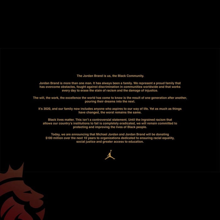 News: Jordan Brand pledges $100 million to racial equality and education initiatives