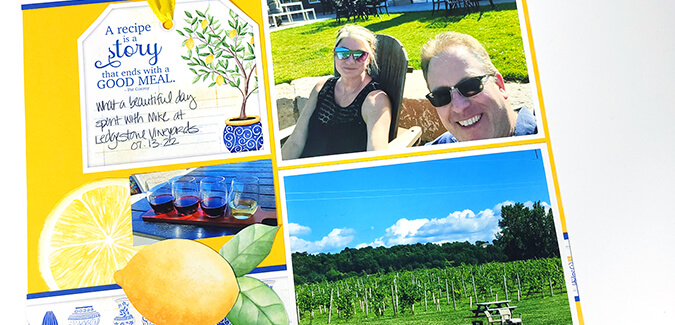 Mediterranean Layouts: Scrap photos of family, food and fun.